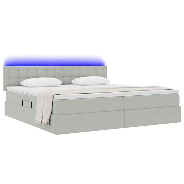 vidaXL Opbergbed met LED met matras Lichtgrijs 200 x 200 cm Fluweel