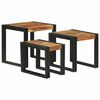 vidaXL Nesttafel 3 pcs Bruin en zwart Massief acaciahout en metaal