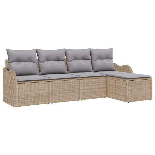 vidaXL Tuin Sofa Set 5 pcs Beige poly rattan