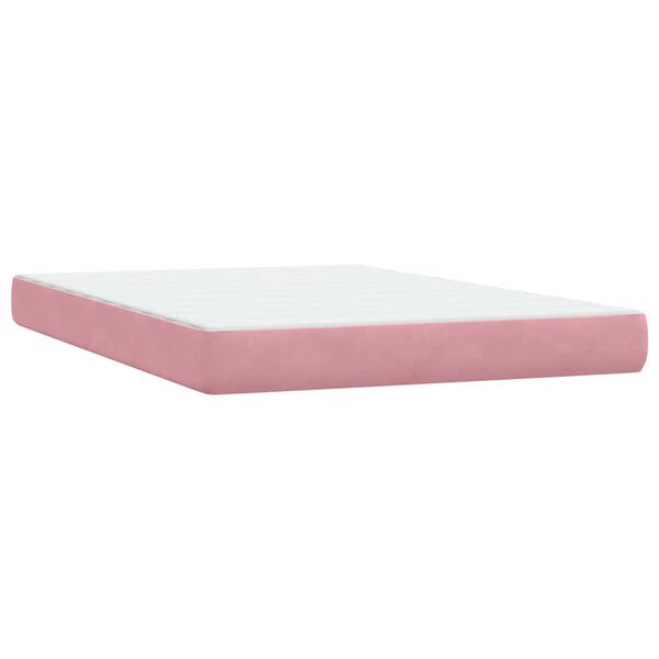 vidaXL Boxspring met matras fluweel roze 140x210 cm