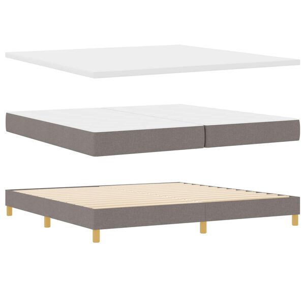 vidaXL Boxspringbed met matras met hoofdeinde Taupe 200 x 200 cm Stof