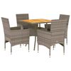 vidaXL 5-delige Loungeset met kussens poly rattan en acaciahout grijs