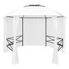 vidaXL Tuinpaviljoen met gordijnen 180 g/m&sup2; 360x312x265 cm wit
