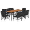 vidaXL 9-delige Tuinset poly rattan zwart
