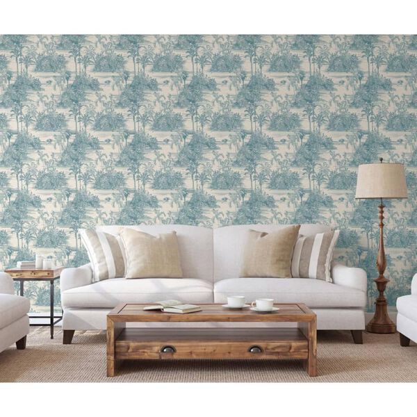 DUTCH WALLCOVERINGS Behang Tropical beige en lichtblauw