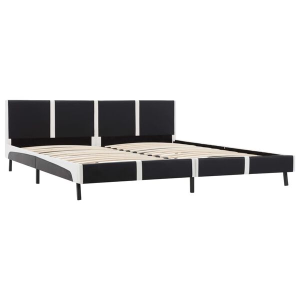 vidaXL Bedframe kunstleer zwart en wit 150x200 cm
