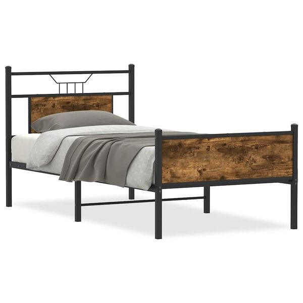 vidaXL Bedframe zonder matras hout gerookt eikenkleurig 75x190 cm