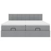 vidaXL Ottoman bed met matrassen en LED's 200x200cm stof lichtgrijs