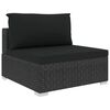 vidaXL 4-delige Loungeset met kussens poly rattan zwart