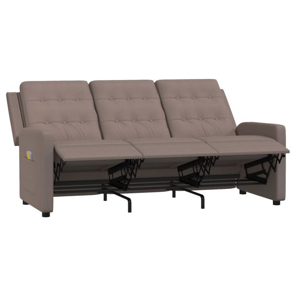 vidaXL Massagestoel 3-zits verstelbaar stof taupe