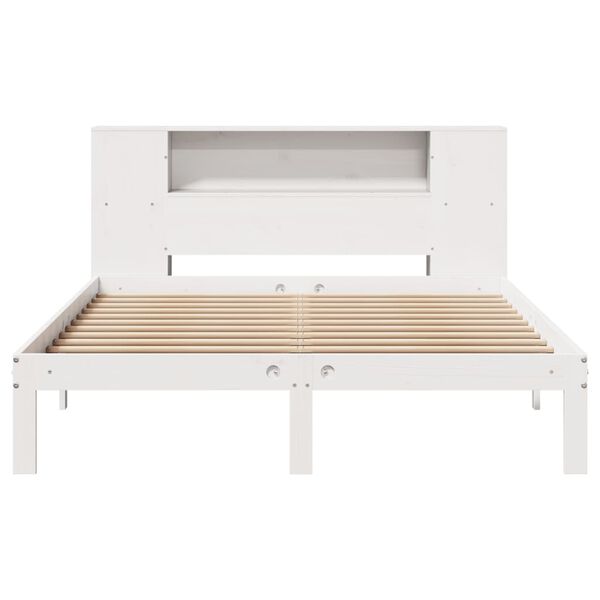 vidaXL Bed met boekenkast zonder matras grenenhout wit 140x190 cm