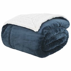 vidaXL Gooi Deken Marineblauw 130 x 150 cm Fleece