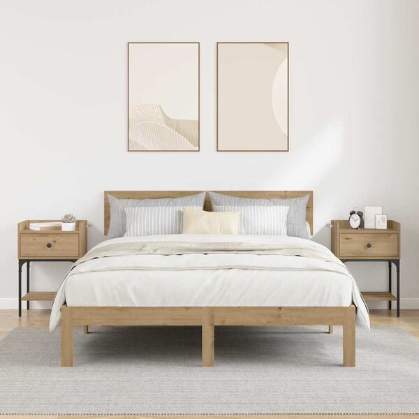 vidaXL Nachtkastje 2 pcs Artisan Eiken 40 x 29 x 60 cm Bewerkt hout