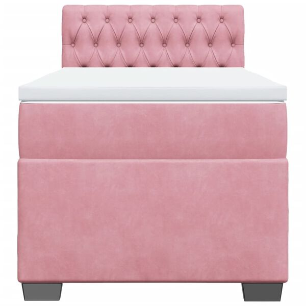 vidaXL Boxspring met matras fluweel roze 100x200 cm