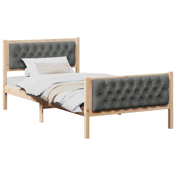 vidaXL Bedframe Donkergrijs 100 x 200 cm Massief grenenhout