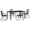 vidaXL Tuin eettafelset 5 pcs Zwart Gepoedercoat staal