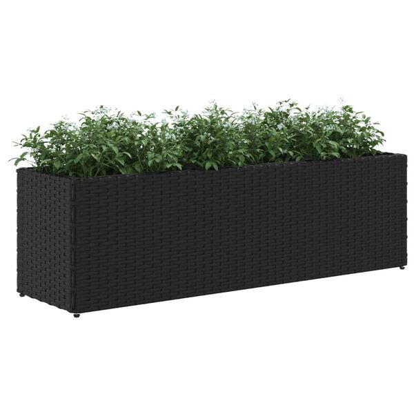 vidaXL Plantenbakken met 3 potten 2 st 105x30x32 cm poly rattan zwart