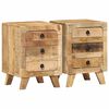 vidaXL Nachtkastje 2 st 37x32x50 cm massief hout ruw mangohout