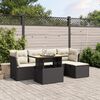 vidaXL 6-delige Loungeset met kussens poly rattan zwart