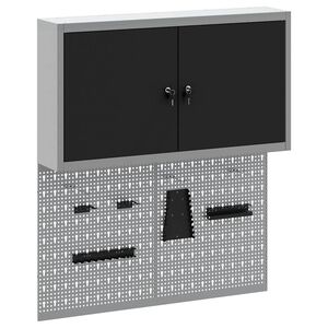 vidaXL Gereedschapskast set met plank 3 st Zwart Gepoedercoat staal