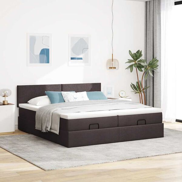 vidaXL Ottoman bed met matrassen 160x200cm stof donkerbruin