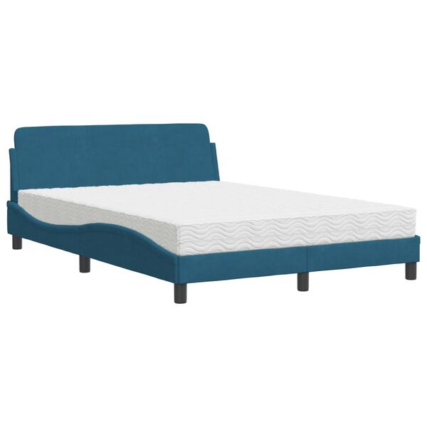 vidaXL Bed met matras "Dover" fluweel blauw 140x200 cm