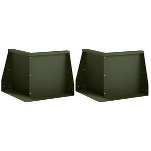 vidaXL Keerwand 2 st 50 x 50 x 30 cm Staal Olijfgroen