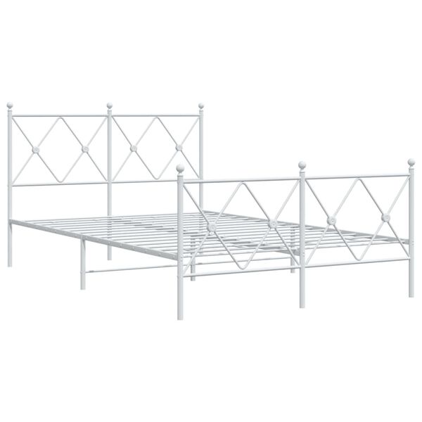 vidaXL Bedframe met hoofd- en voeteneinde metaal wit 120 x 190 cm