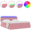 vidaXL Bed met LED-striplichten met opslag Roze 180 x 200 cm Fluweel