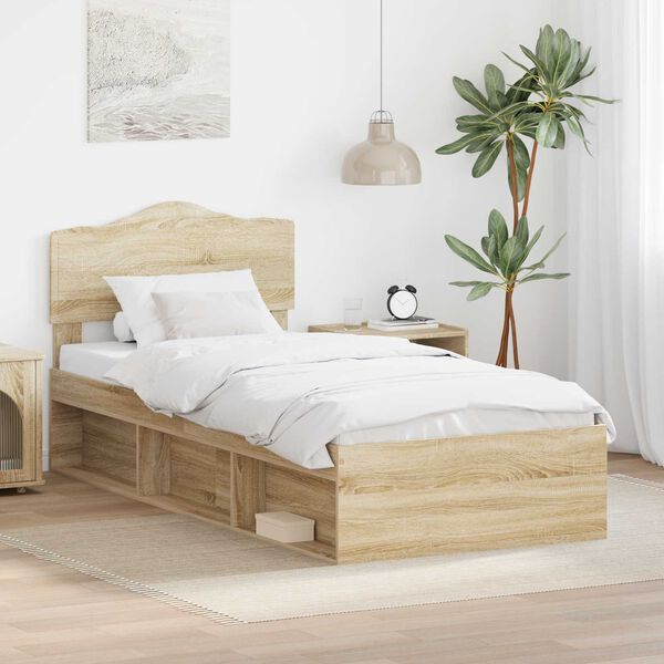 vidaXL Bedframe Sonoma Eiken 75 x 190 cm Massief grenenhout