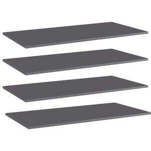 vidaXL Wandschappen 4 st 100x50x1,5 cm spaanplaat hoogglans grijs