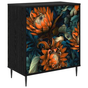 vidaXL Ladekast LOCHEM Oranje print 66 x 36,5 x 76 cm Bewerkt hout
