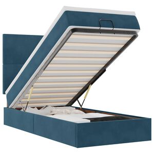 vidaXL Ottoman bed met matrassen 90x190cm fluweel donkerblauw