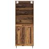 vidaXL Hoge kast Oud Hout 69,5 x 34 x 180 cm Geengineerd Hout en Glas