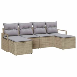 vidaXL Bankstel met kussen 6 pcs Beige en Licht Grijs poly rattan