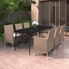 vidaXL 7-delige Tuinset met kussens poly rattan en glas