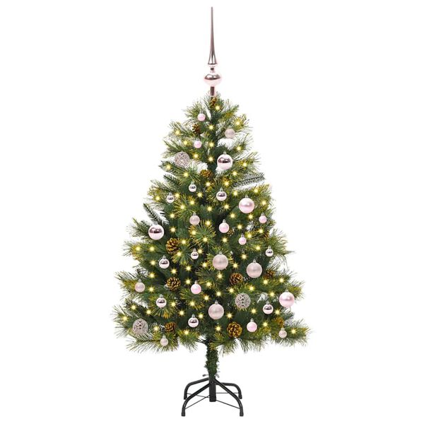 vidaXL Kunstmatige Scharnier Kerstboom met Cones Groen 150 cm