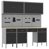 vidaXL Werk kast met lade 10 st Zwart Engineered hout en staal
