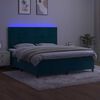 vidaXL Boxspring met matras en LED fluweel donkerblauw 180x200 cm