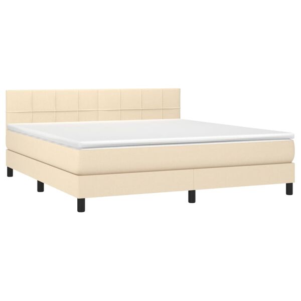 vidaXL Boxspring met matras stof cr&egrave;mekleurig 160x200 cm