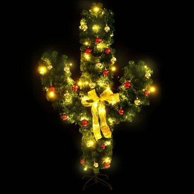 vidaXL Kerstcactus met standaard en LED's 150 cm PVC groen
