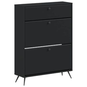 vidaXL Schoenenkast BREDA 78 x 24 x 103 cm Bewerkt hout Zwart