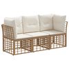 vidaXL Buiten bankenset met kussen 3 pcs Naturel Polyester
