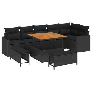 vidaXL Tuin Sofa Set 9 pcs Zwart poly rattan
