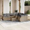 vidaXL 10-delige Loungeset met kussens poly rattan beige