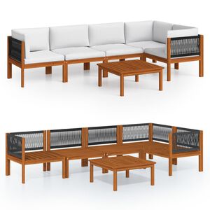vidaXL 6-delige tuinloungeset met kussens cr&egrave;me 63x63 cm