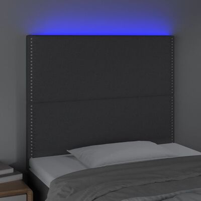 vidaXL Hoofdbord LED 100x5x118/128 cm stof donkergrijs