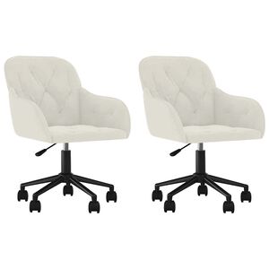 vidaXL Eetkamerstoelen draaibaar 2 st fluweel cr&egrave;mekleurig