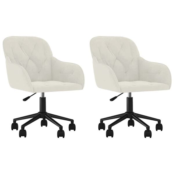 vidaXL Eetkamerstoelen draaibaar 2 st fluweel cr&egrave;mekleurig