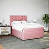 vidaXL Boxspring met matras fluweel roze 140x200 cm